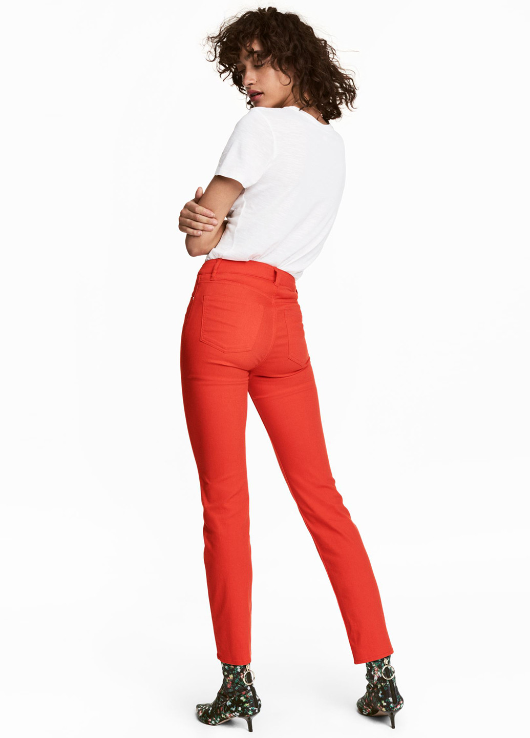 Красные демисезонные скинни, укороченные джинсы H&M