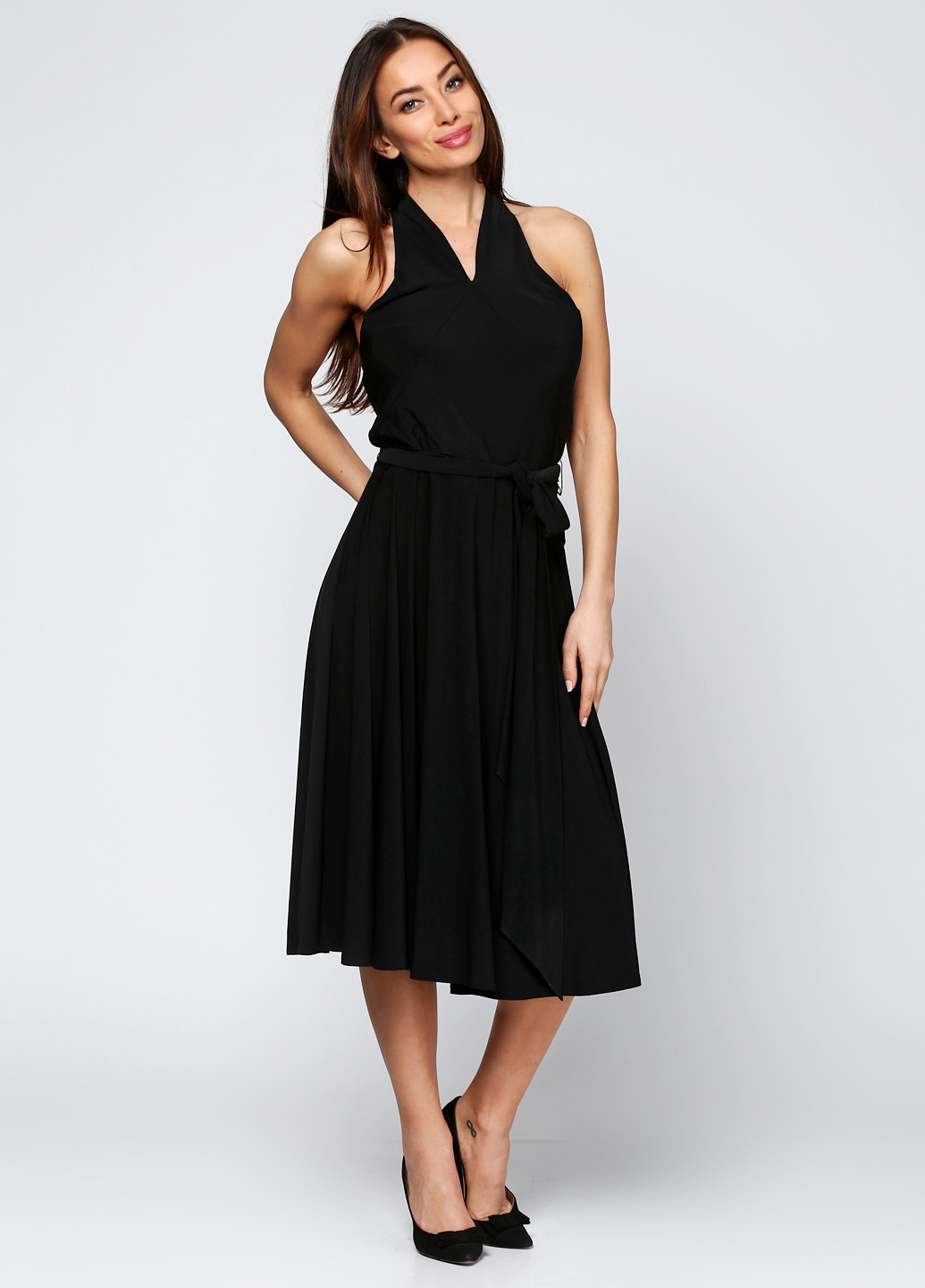 Чорна коктейльна сукня міді Ralph Lauren