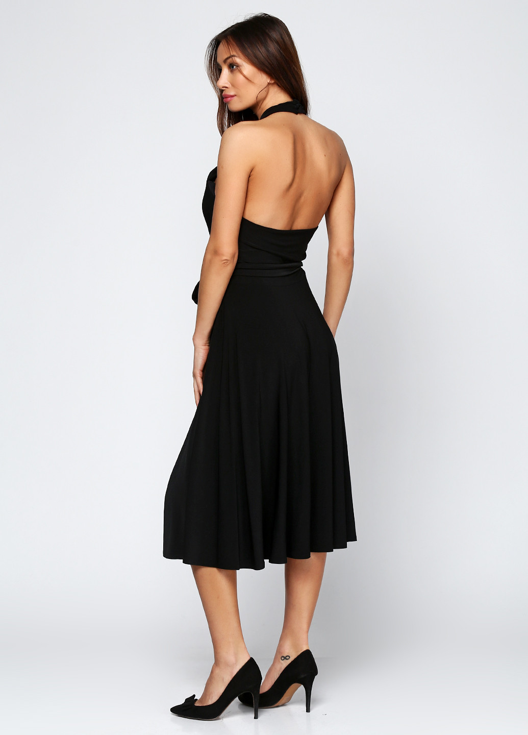 Черное коктейльное платье миди Ralph Lauren