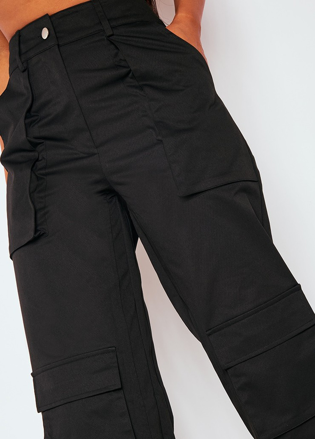 Черные кэжуал демисезонные карго брюки PrettyLittleThing