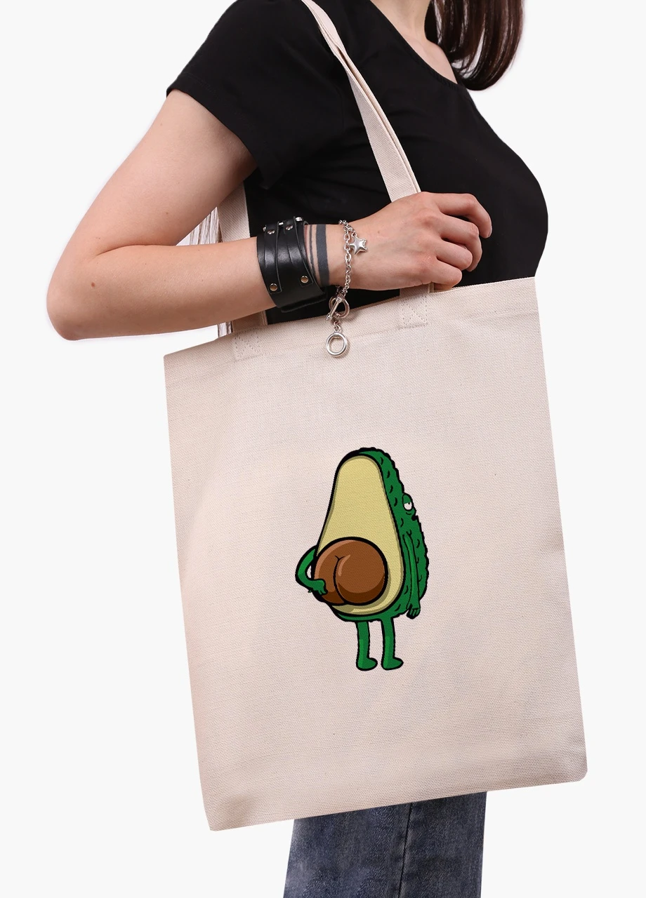 Эко сумка шоппер белая Авокадо (Avocado) (9227-2032-WT) Еко сумка шоппер біла 41*35 см MobiPrint (215977349)