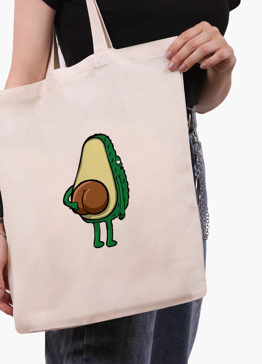 Эко сумка шоппер белая Авокадо (Avocado) (9227-2032-WT) Еко сумка шоппер біла 41*35 см MobiPrint (215977349)