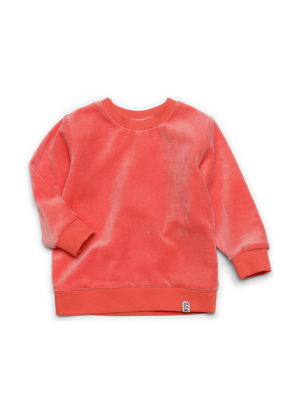 ArDoMi свитшот однотонный коралловый кэжуал хлопок, велюр, трикотаж