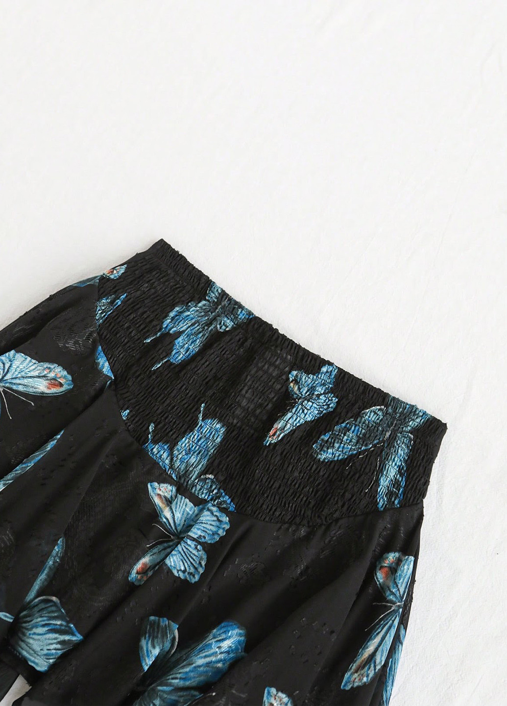 Черная кэжуал с рисунком бабочки юбка SHEIN клешированная