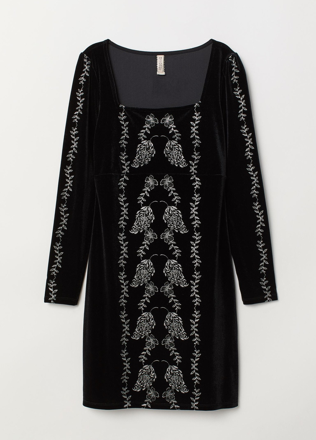 Чорна вечірня сукня велюр H&M з квітковим принтом