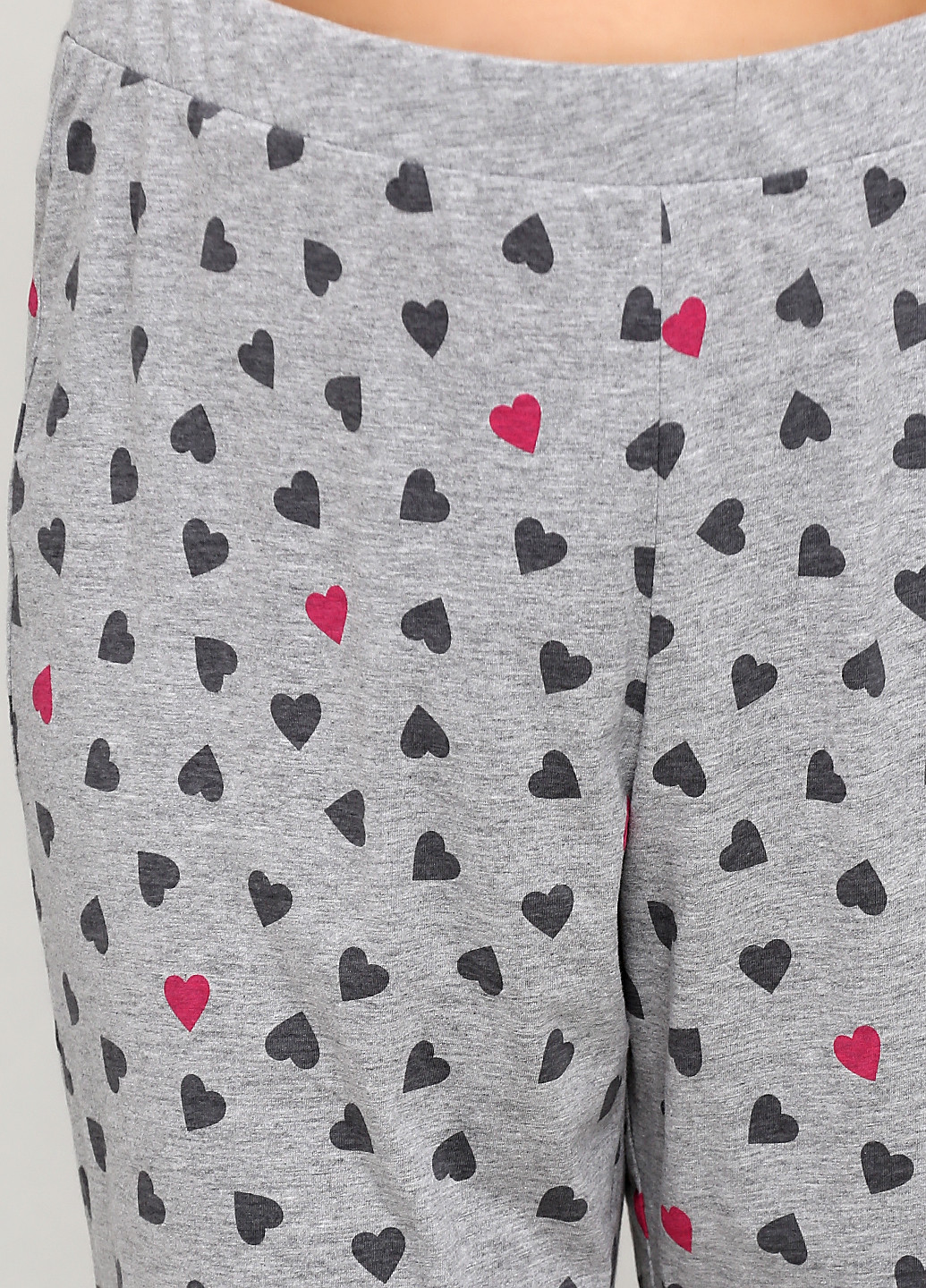 Штани H&M джогери сердечок світло-сірі домашні трикотаж, бавовна