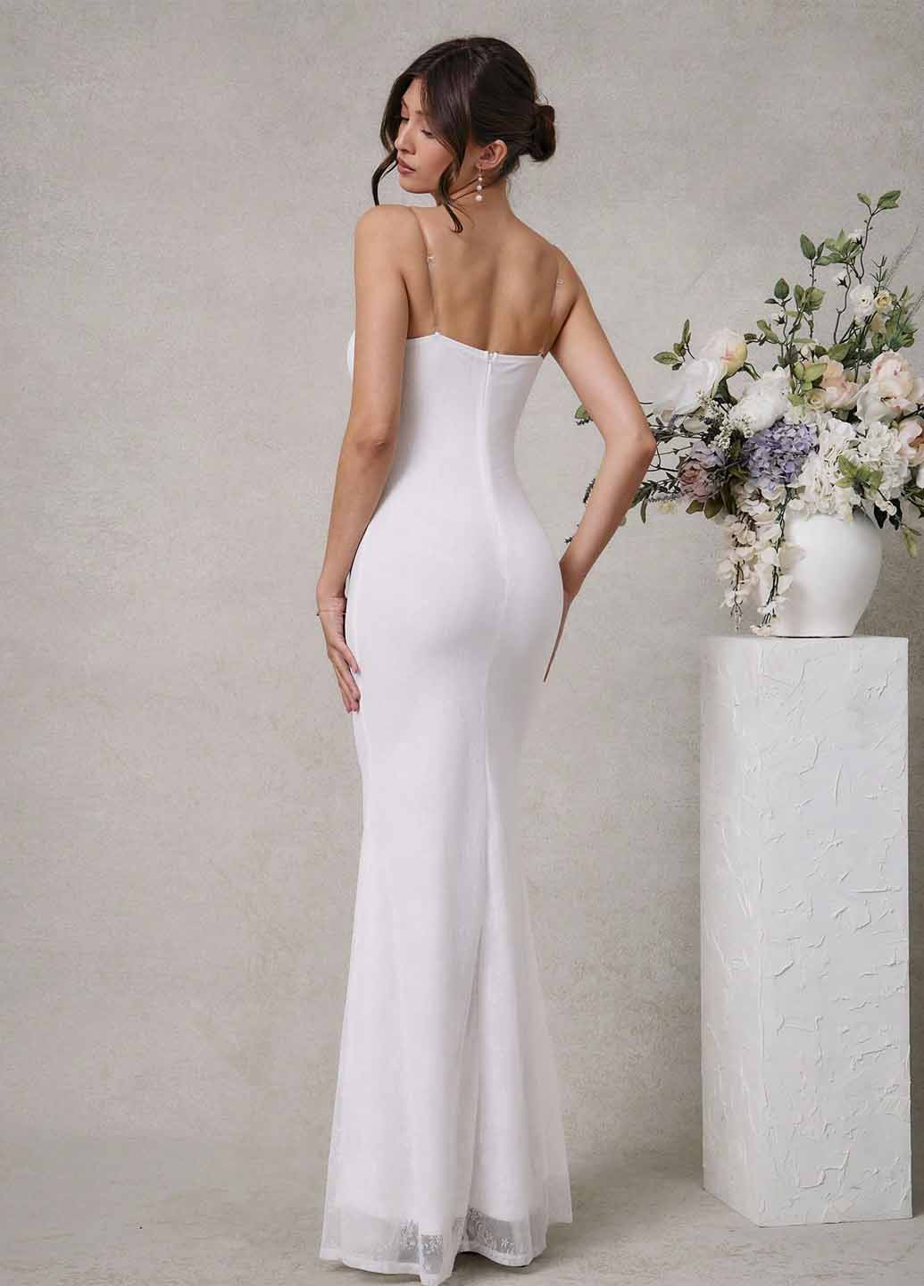 Білий святковий, вечірня сукня годе SHEIN однотонна