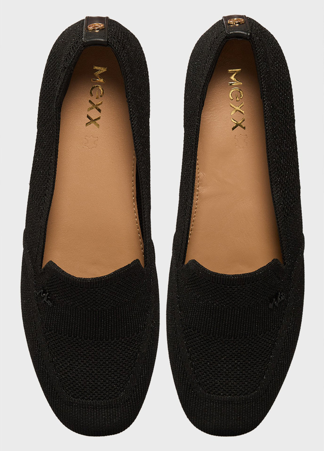 Женские балетки Mexx | чёрные однотонные логотип текстиль (334684317)