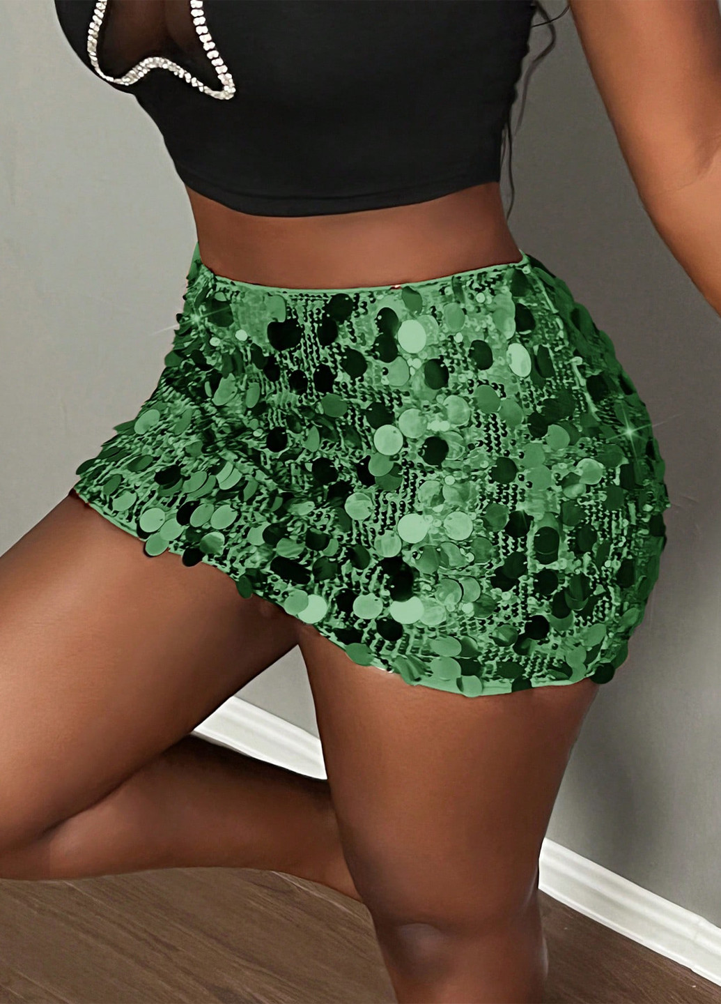 Зеленая вечерний, коктейльный однотонная юбка SHEIN