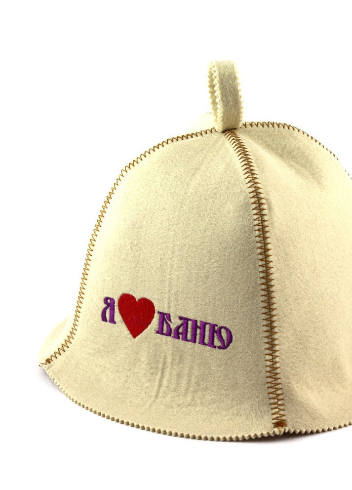 Банна шапка "Я люблю баню", штучне хутро, білий (LA-359) Luxyart (252611466)