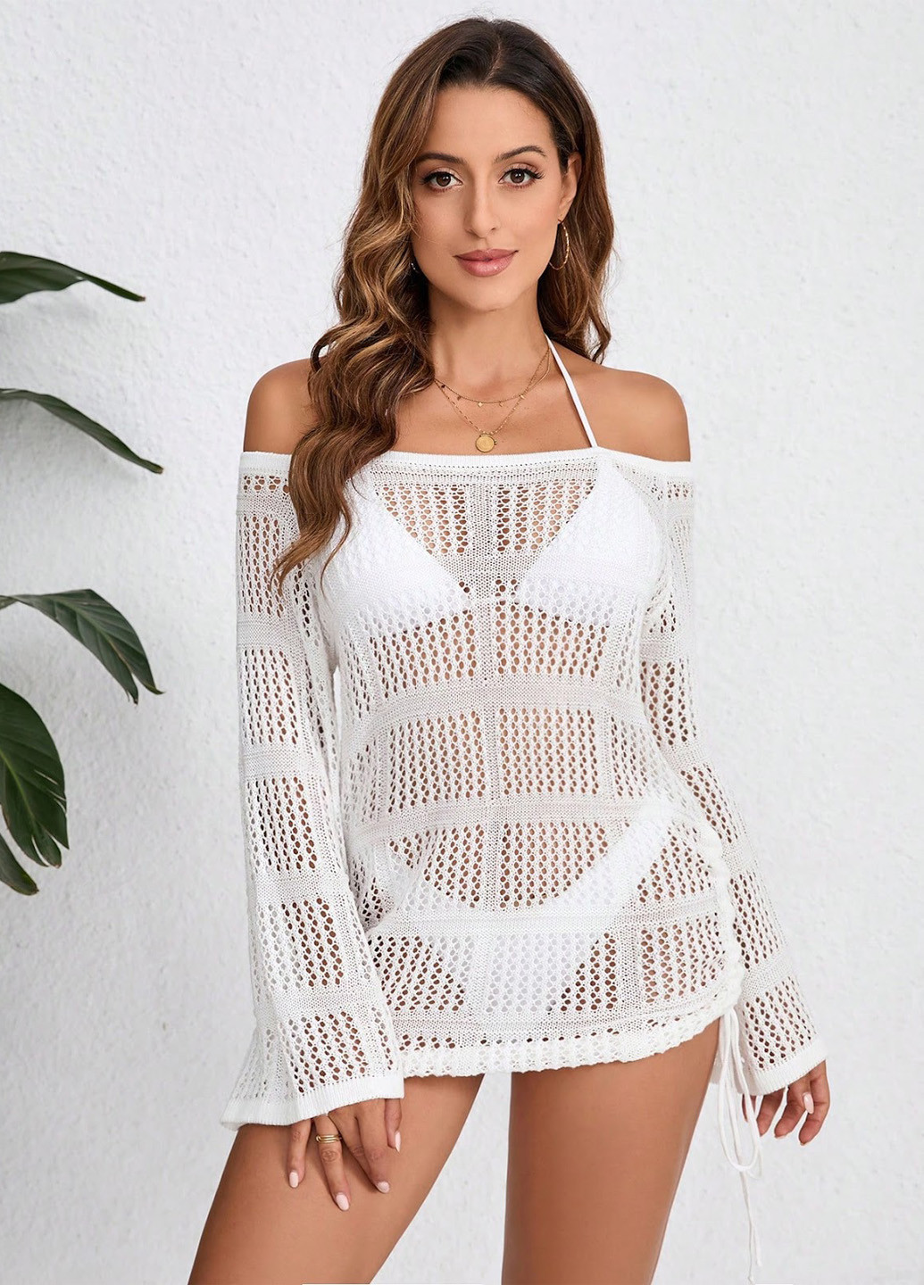 Білий пляжна сукня SHEIN однотонна