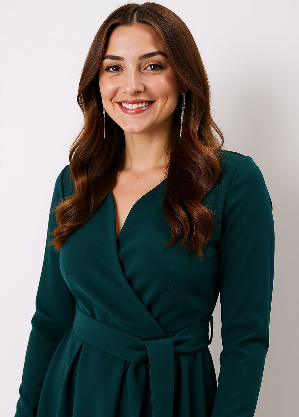 Темно-зеленое кэжуал платье на запах Mohito однотонное