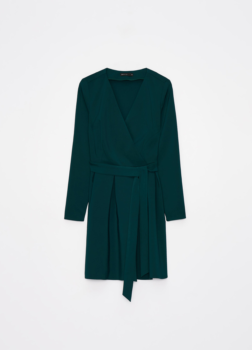Темно-зеленое кэжуал платье на запах Mohito однотонное