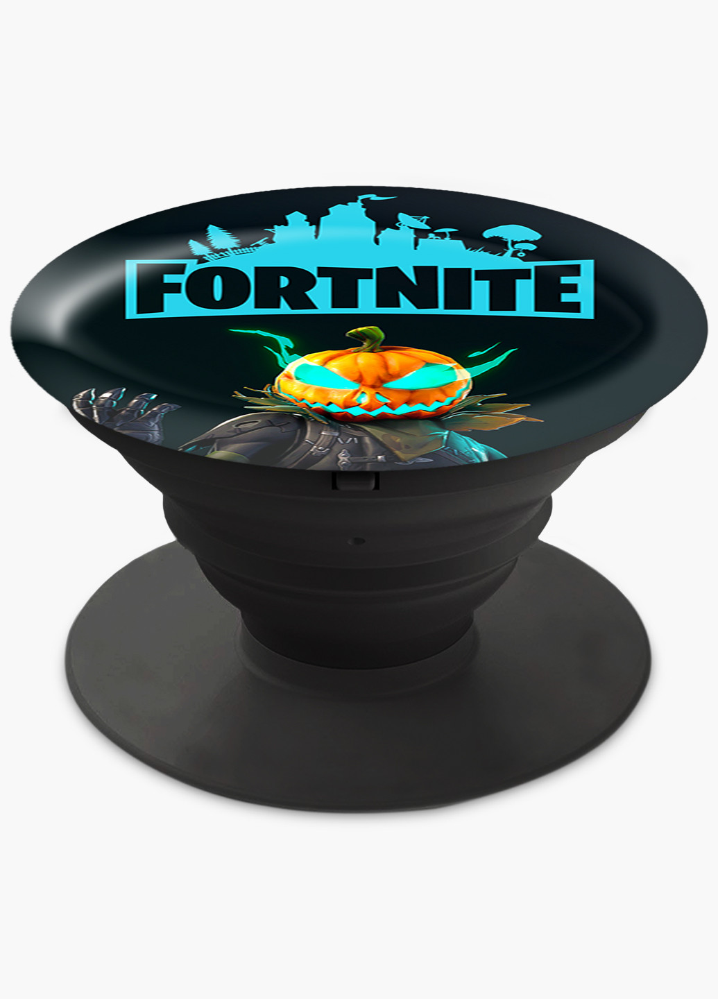 Попсокет (Popsockets) тримач для смартфону Фортнайт скін Палаючий Джек (Fortnite skin Hollowhead) (8754-2695) Чорний MobiPrint (221548611)