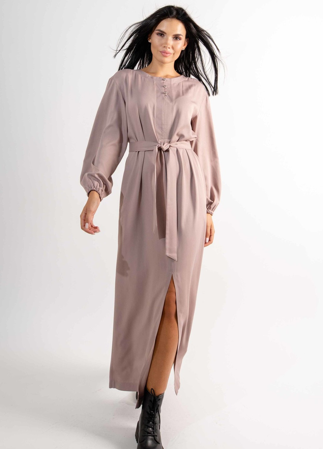 Бежевое кэжуал платье Ри Мари однотонное