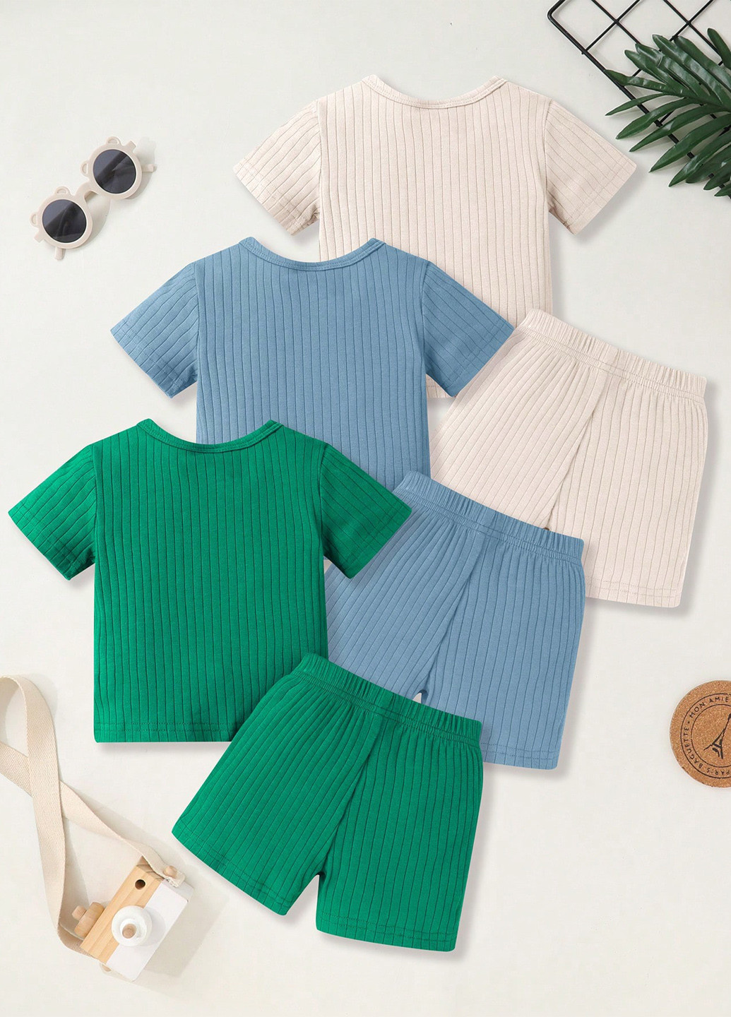 Комбінований літній комплект (футболка (3 шт.), шорти (3 шт.)) SHEIN