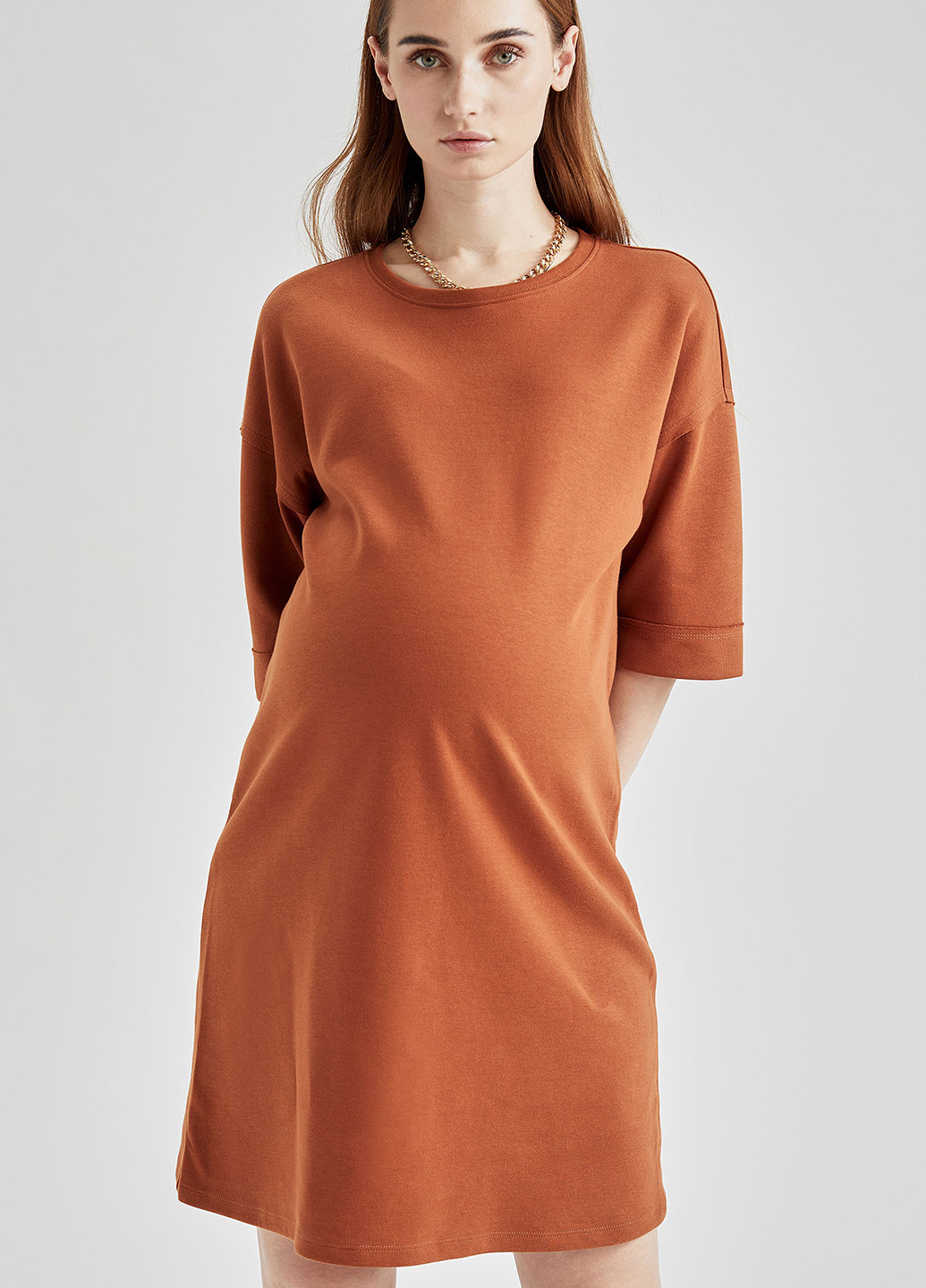 Светло-коричневое кэжуал платье для беременных DeFacto