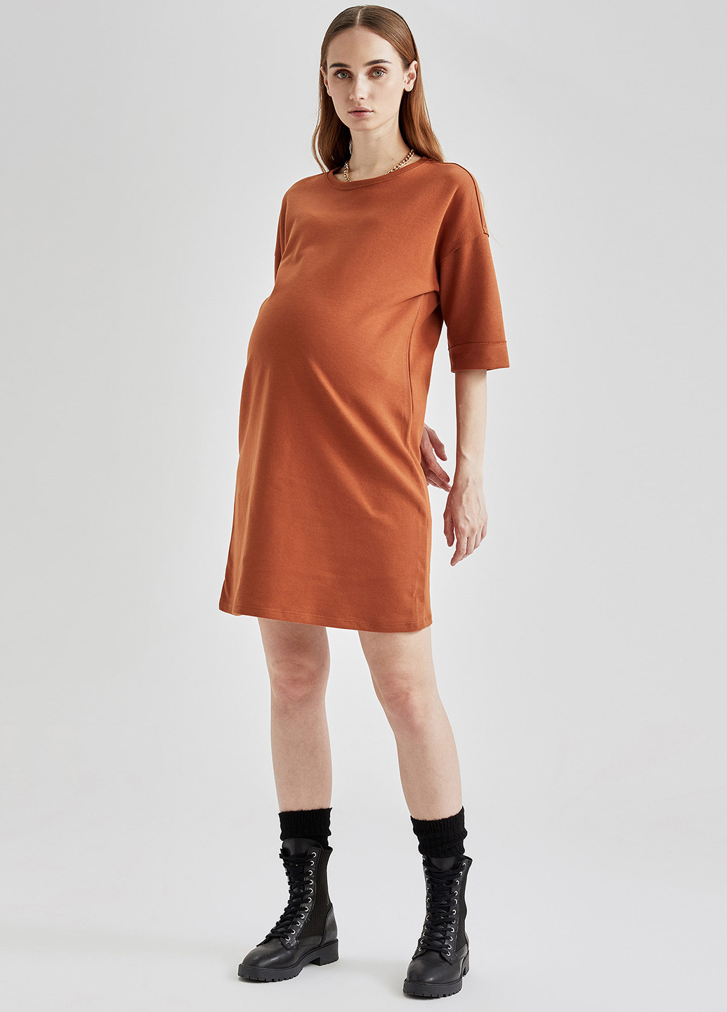Светло-коричневое кэжуал платье для беременных DeFacto