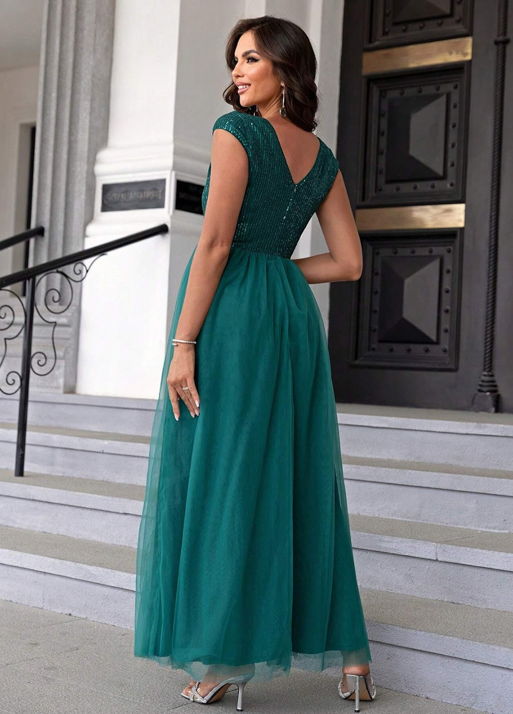 Смарагдова вечірня сукня SHEIN однотонна