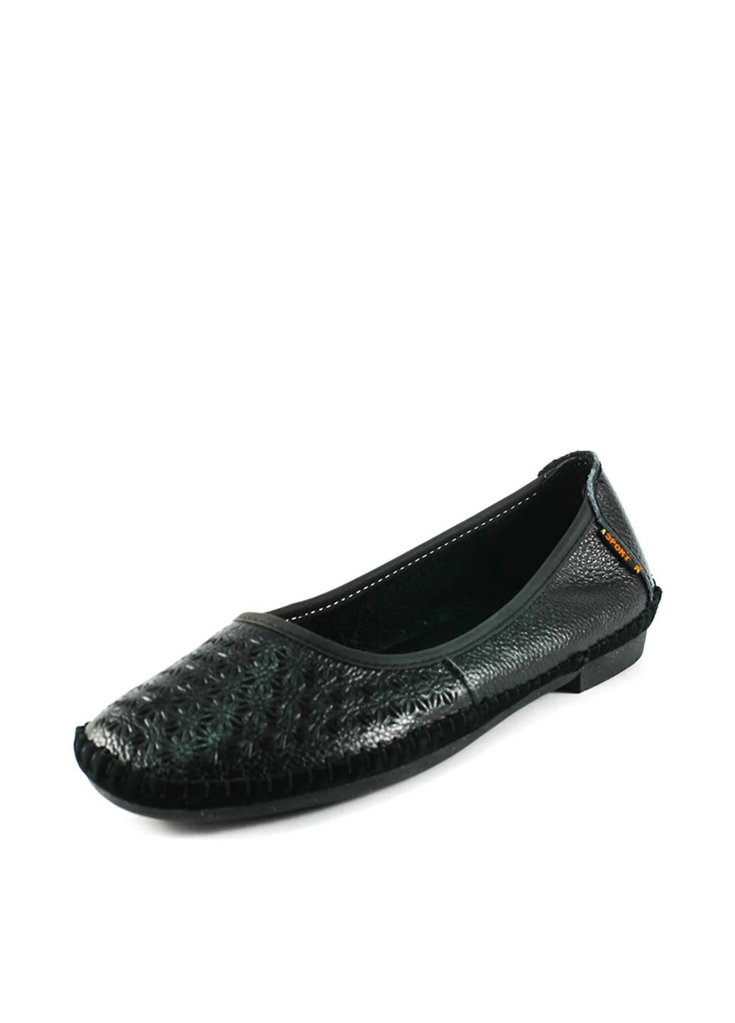 Жіночі балетки Allshoes | чорні однотонні тиснення натуральна шкіра (131315303)