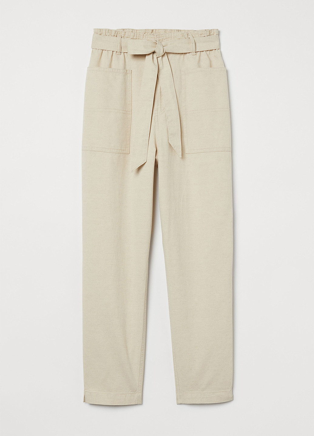 Светло-бежевые кэжуал летние зауженные брюки H&M
