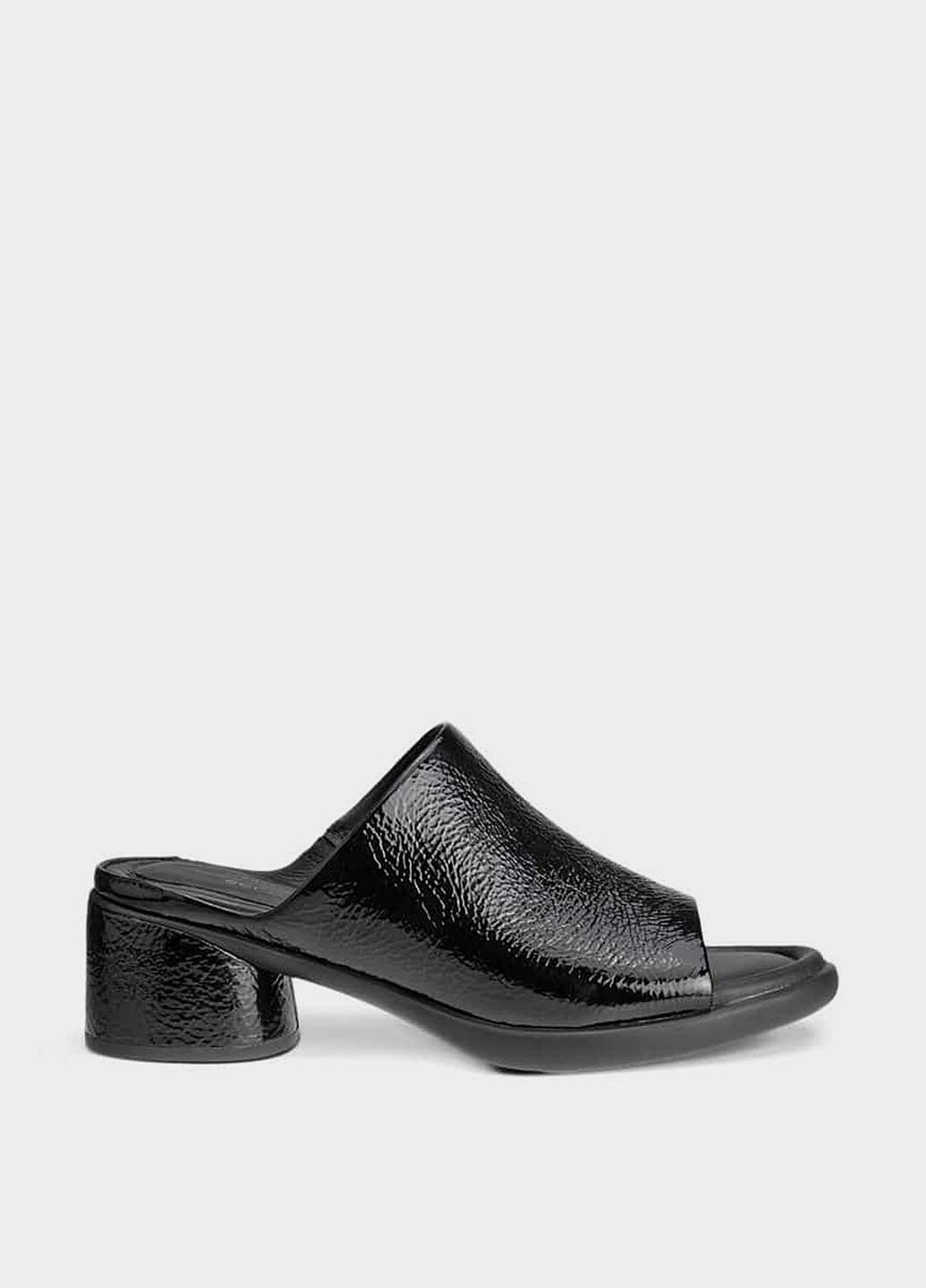 Черные сабо Ecco на среднем каблуке