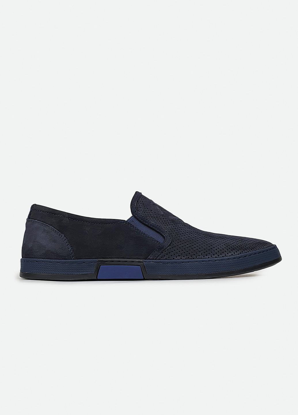 Синие летние мужские туфли перфорация без шнурков темно-синий нубук 45 Cosottinni