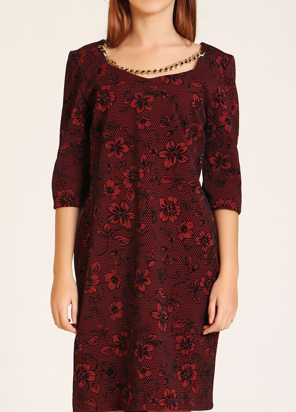 Бордовое кэжуал платье Trebien с цветочным принтом