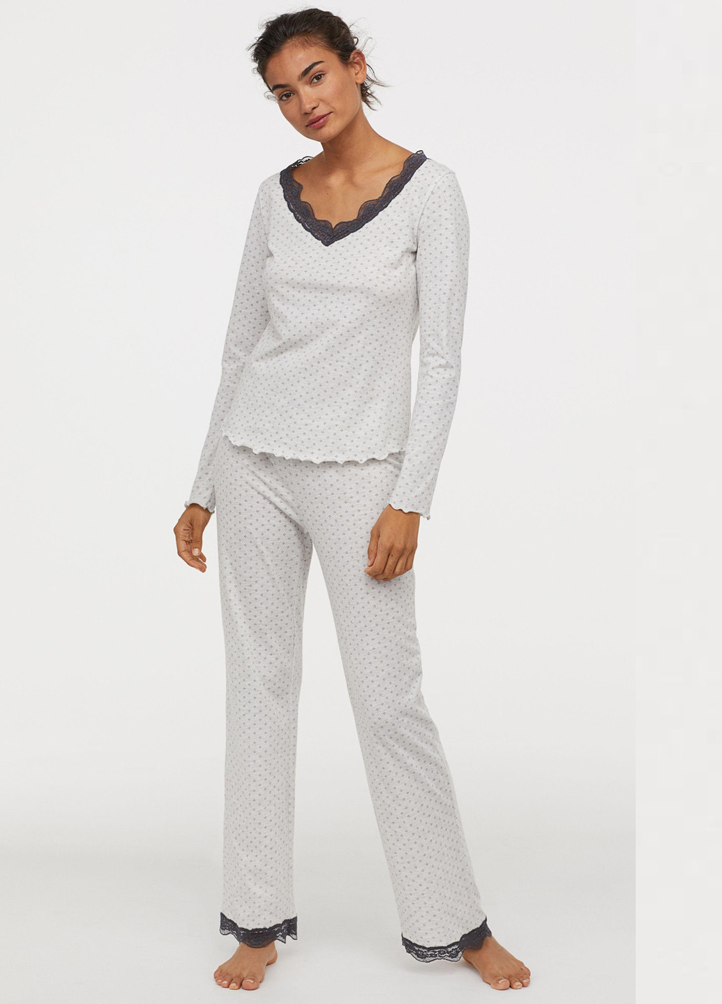 Молочная всесезон пижама (лонгслив, брюки) лонгслив + брюки H&M