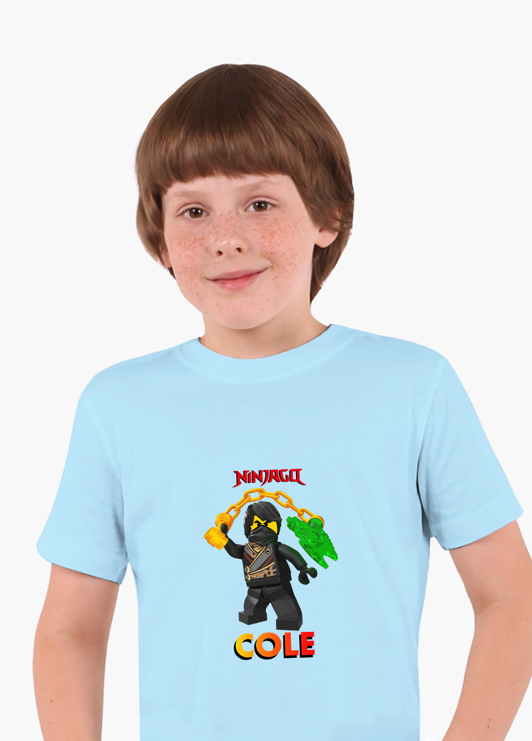 Блакитна демісезонна футболка дитяча коул лего ніндзяго (cole lego ninjago masters of spinjitzu) (9224-2640) MobiPrint