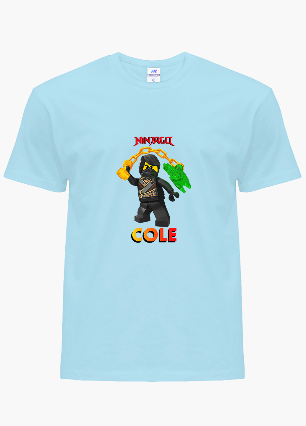 Голубая демисезонная футболка детская коул лего ниндзяго (cole lego ninjago masters of spinjitzu)(9224-2640) MobiPrint
