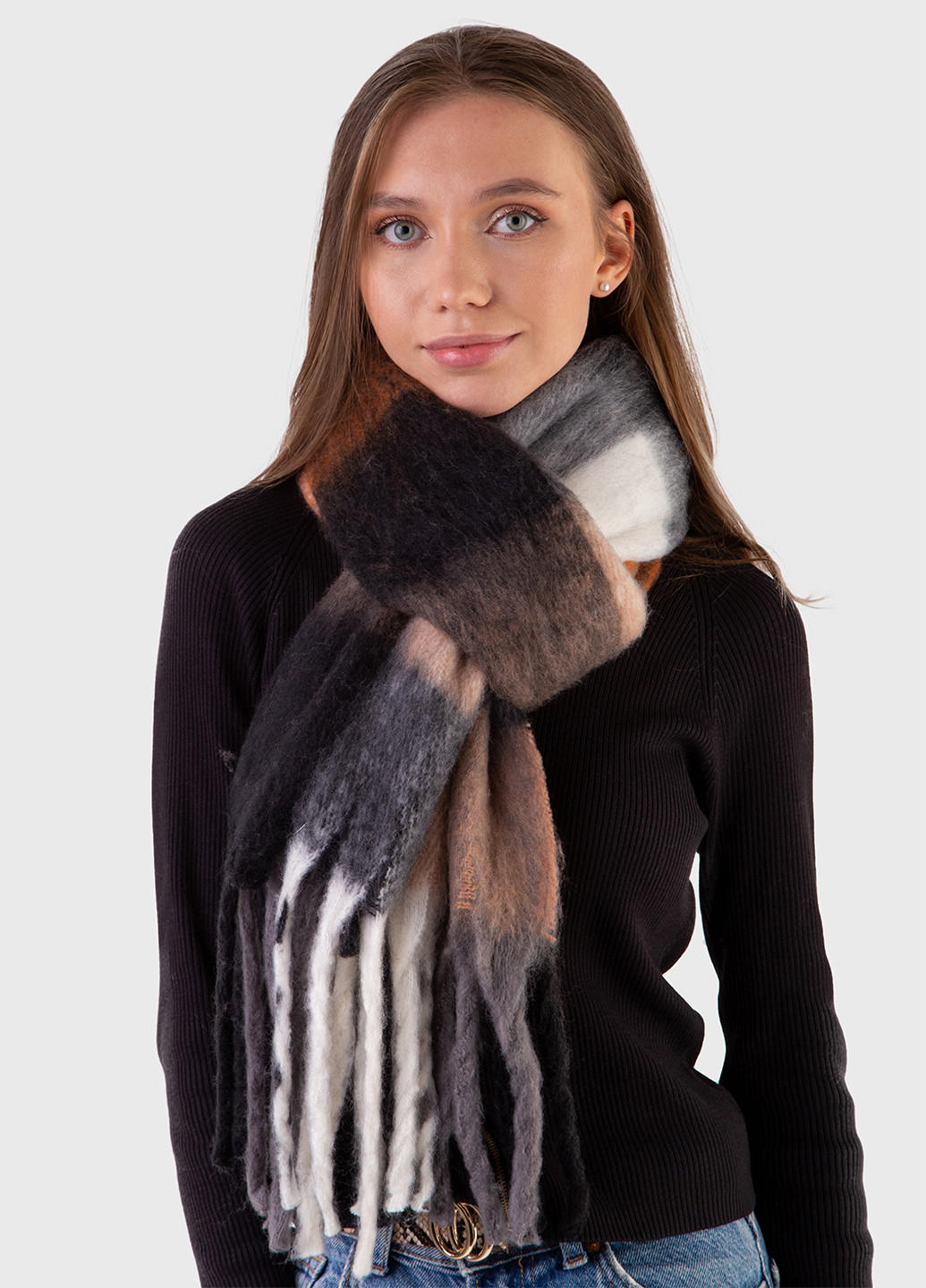 Дуже теплий зимовий шарф 445014 Коричневий 185*50 см Merlini cordoba (254907848)