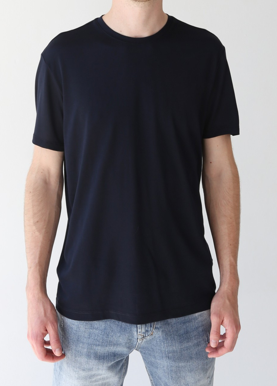 Темно-синяя футболка мужская темно-синяя тонкая прямая с коротким рукавом Weaver Прямая