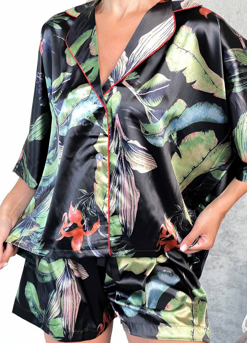 Черная всесезон пижама (рубашка, шорты) рубашка + шорты NOVA VEGA