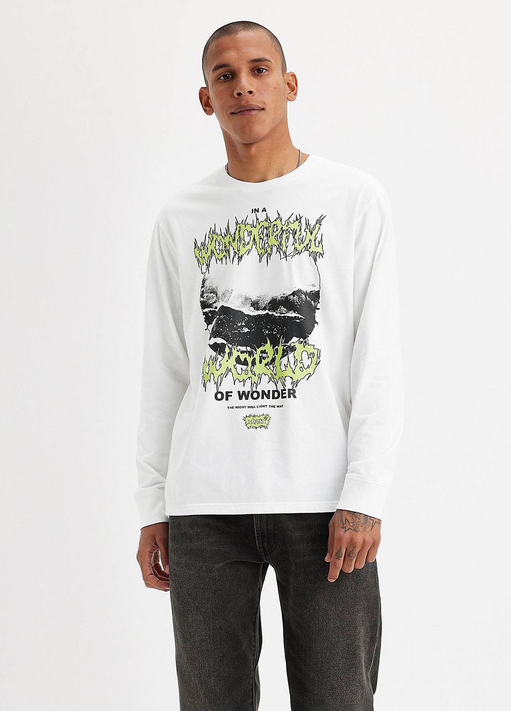 Белый демисезонный кэжуал лонгслив Levi's с рисунком