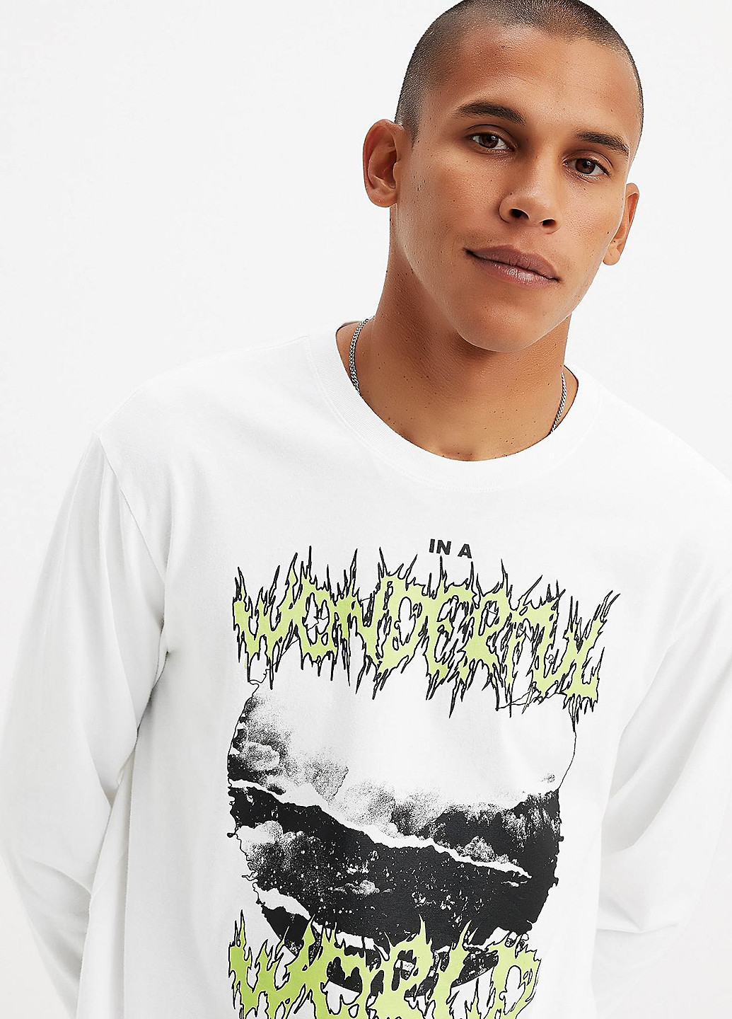 Белый демисезонный кэжуал лонгслив Levi's с рисунком