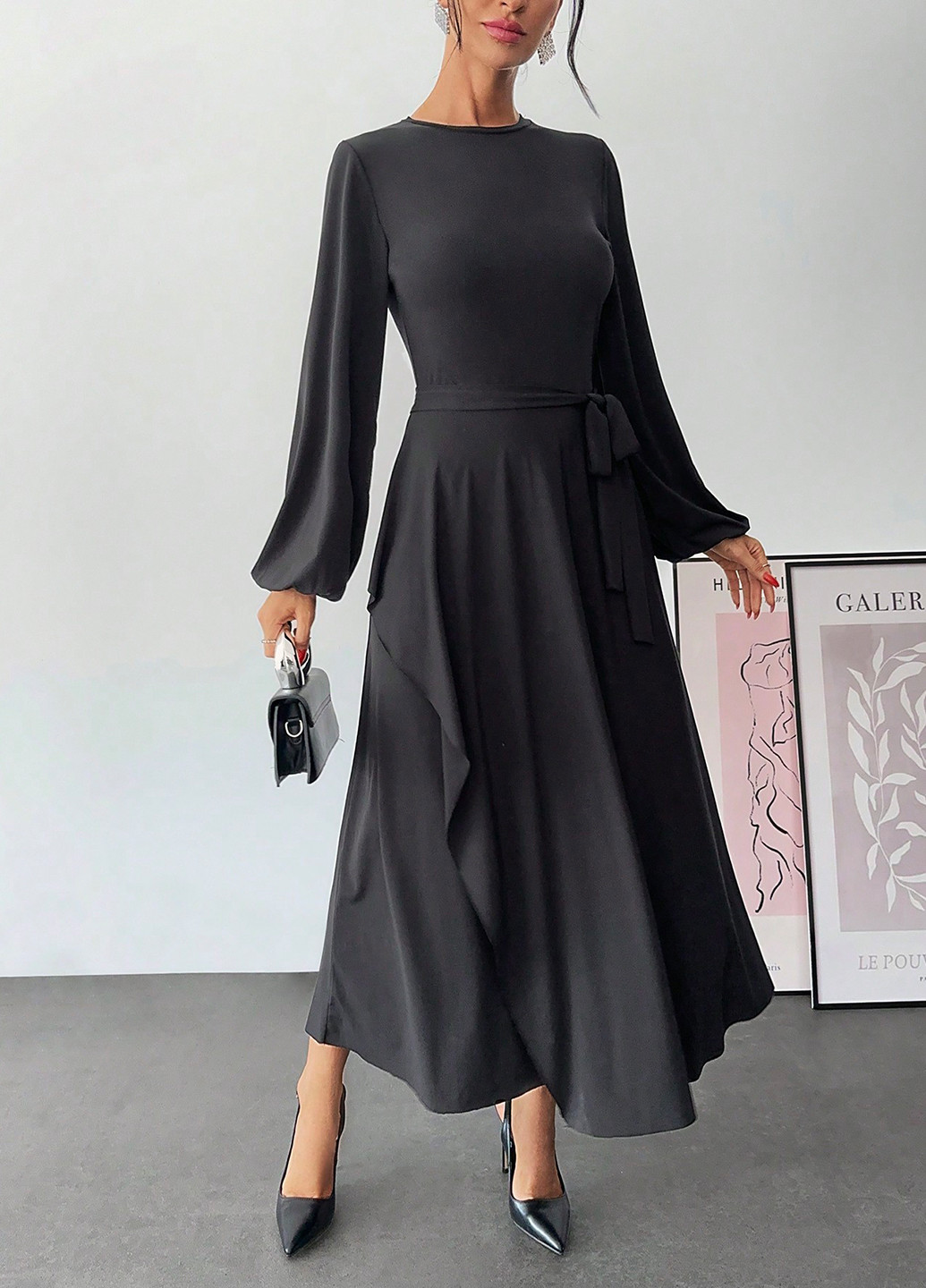 Чорна кежуал сукня а-силует SHEIN однотонна