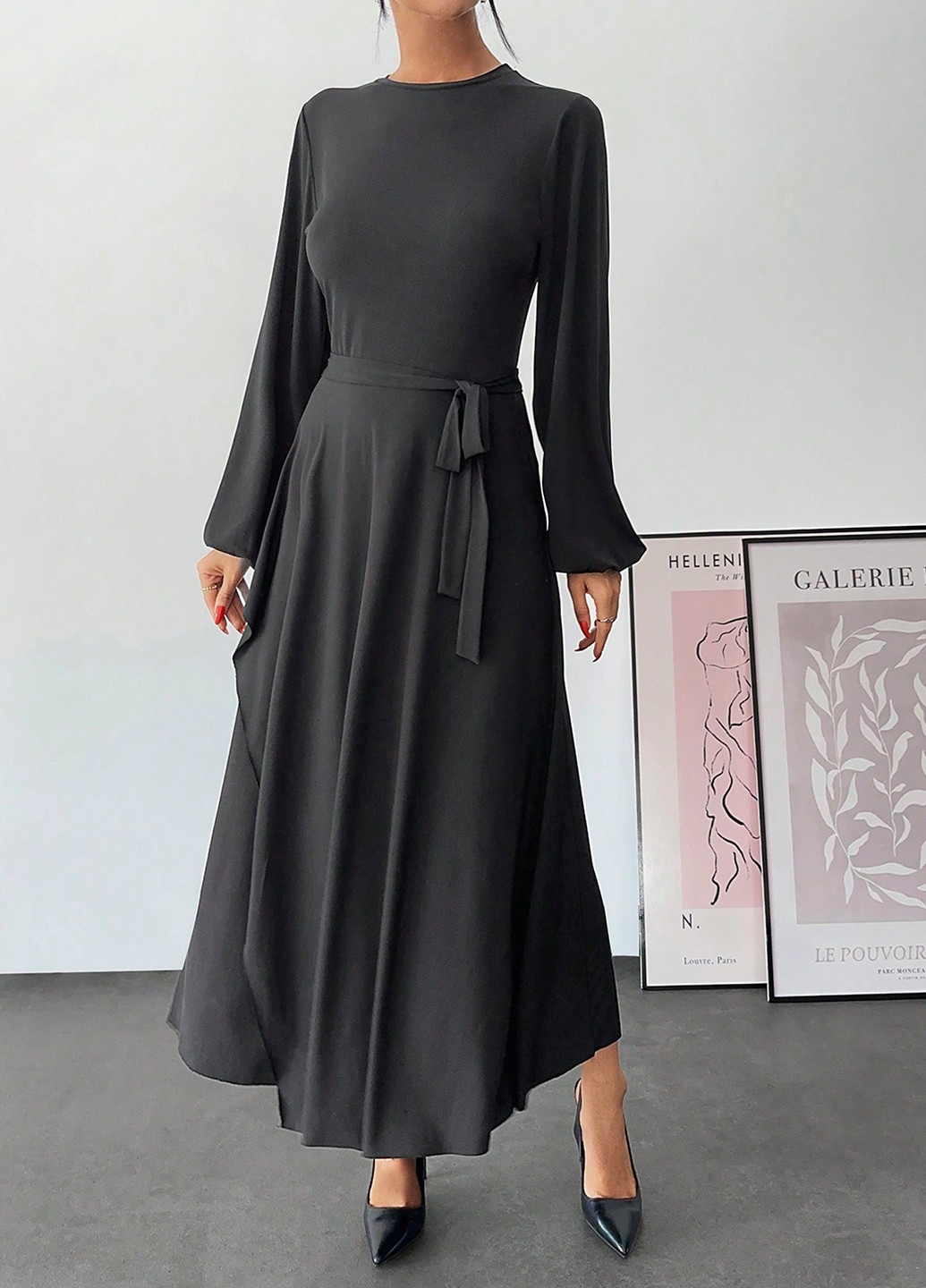 Чорна кежуал сукня а-силует SHEIN однотонна