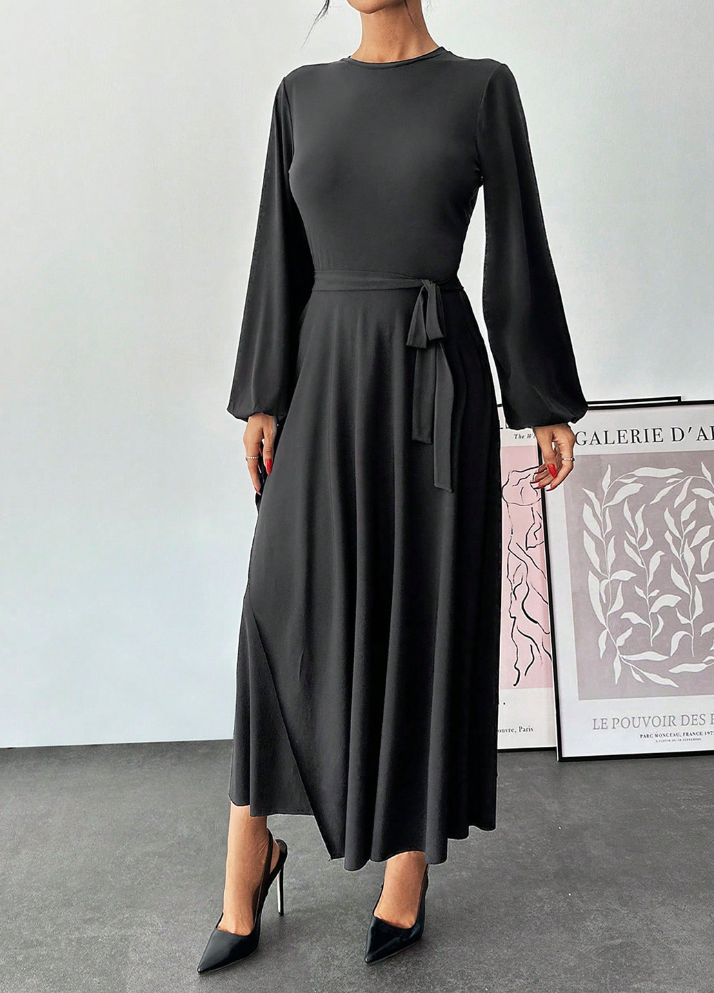 Чорна кежуал сукня а-силует SHEIN однотонна