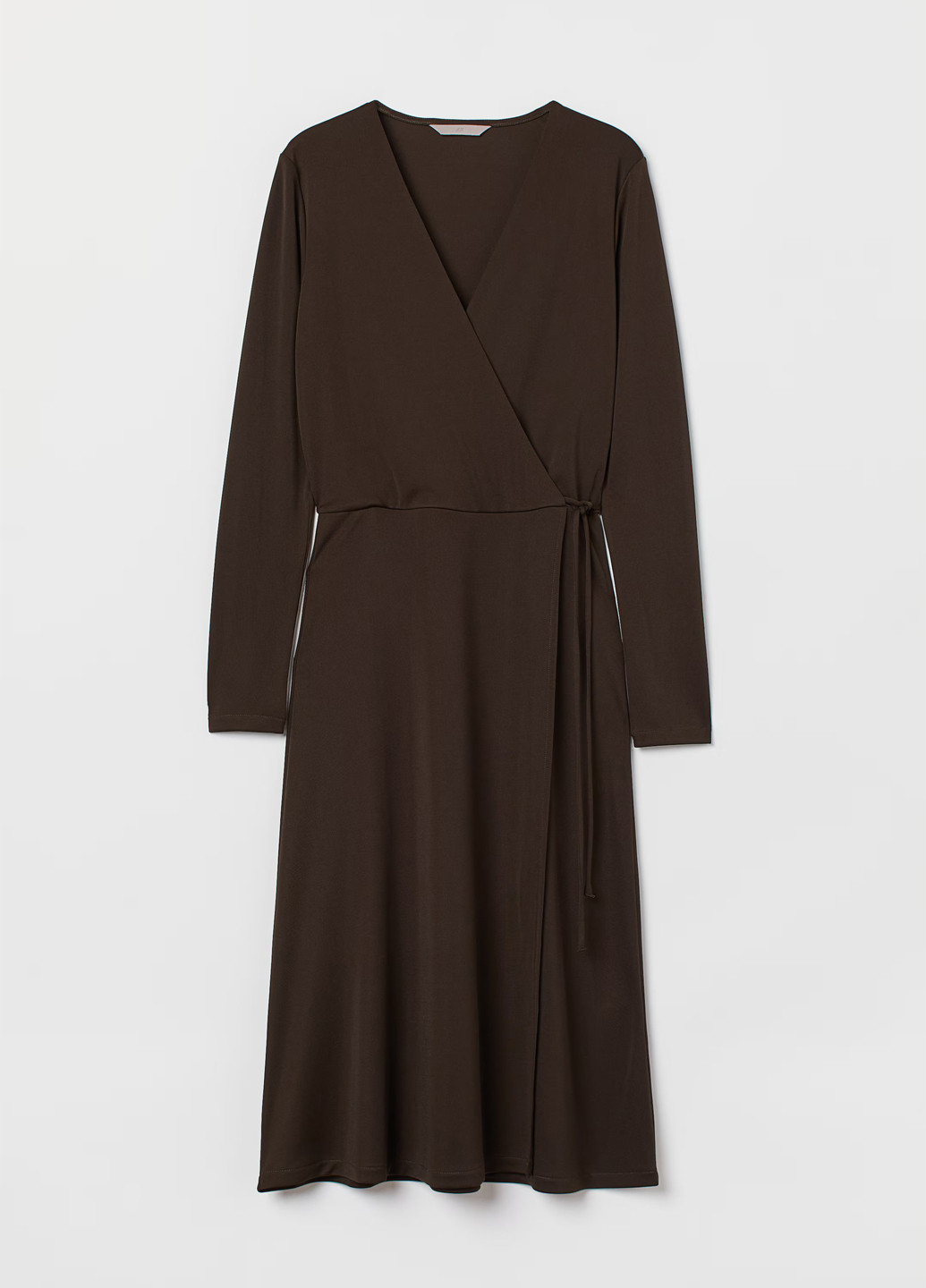 Темно-зеленое кэжуал платье на запах H&M однотонное