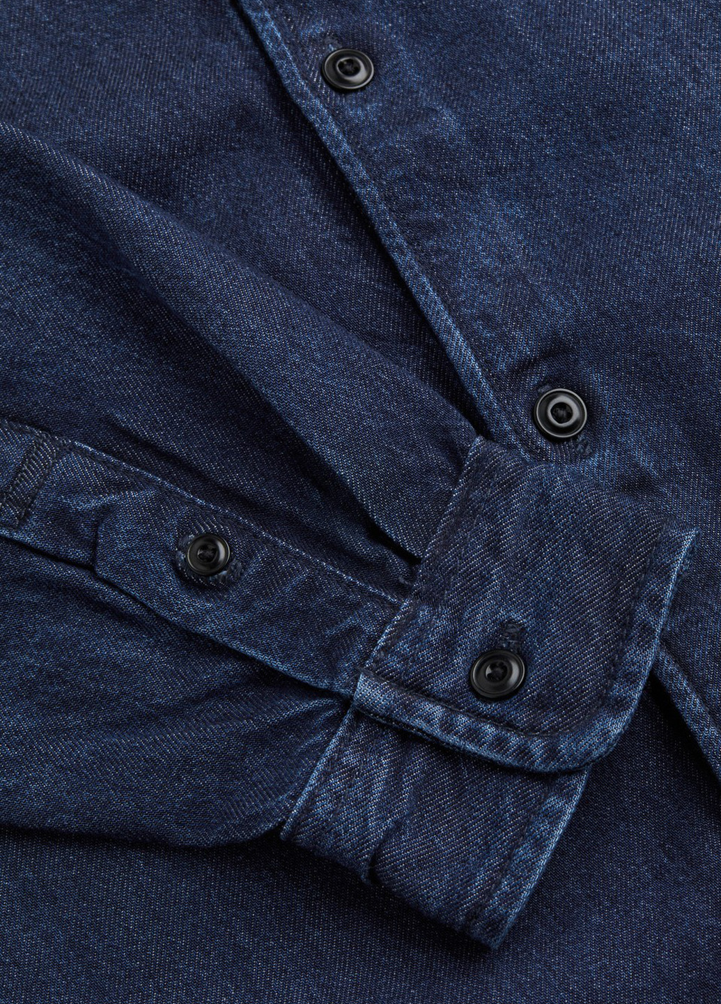 Темно-синяя джинсовая рубашка однотонная H&M