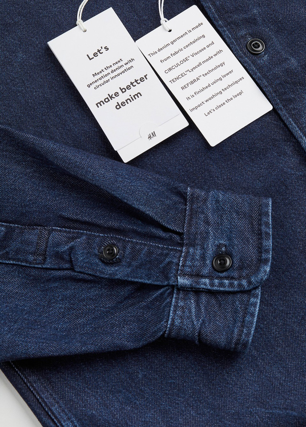 Темно-синяя джинсовая рубашка однотонная H&M