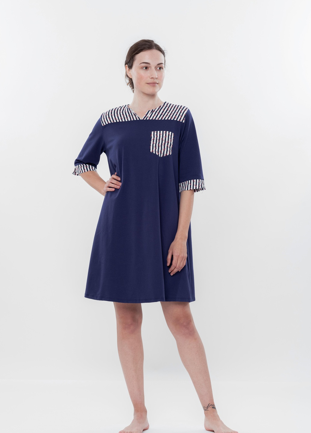 Синя повсякденний сукня жіноча s синя 0127 Effetto в смужку