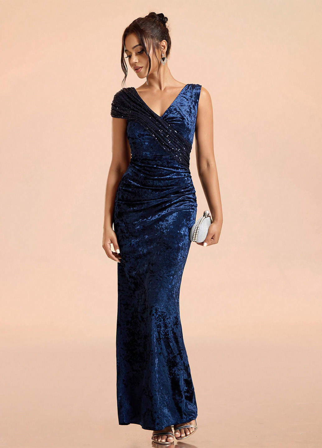 Синее вечернее платье годе SHEIN однотонное