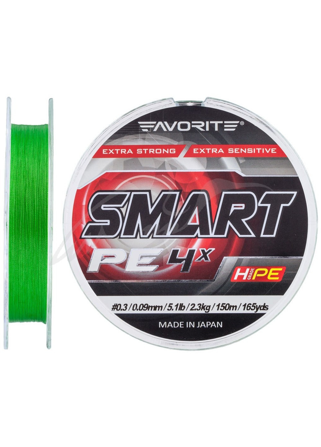 Шнур Smart PE 4x 150м (салат.) #0.5/0.117мм 3.6кг 8lb (1693-10-38) Favorite (252468418)