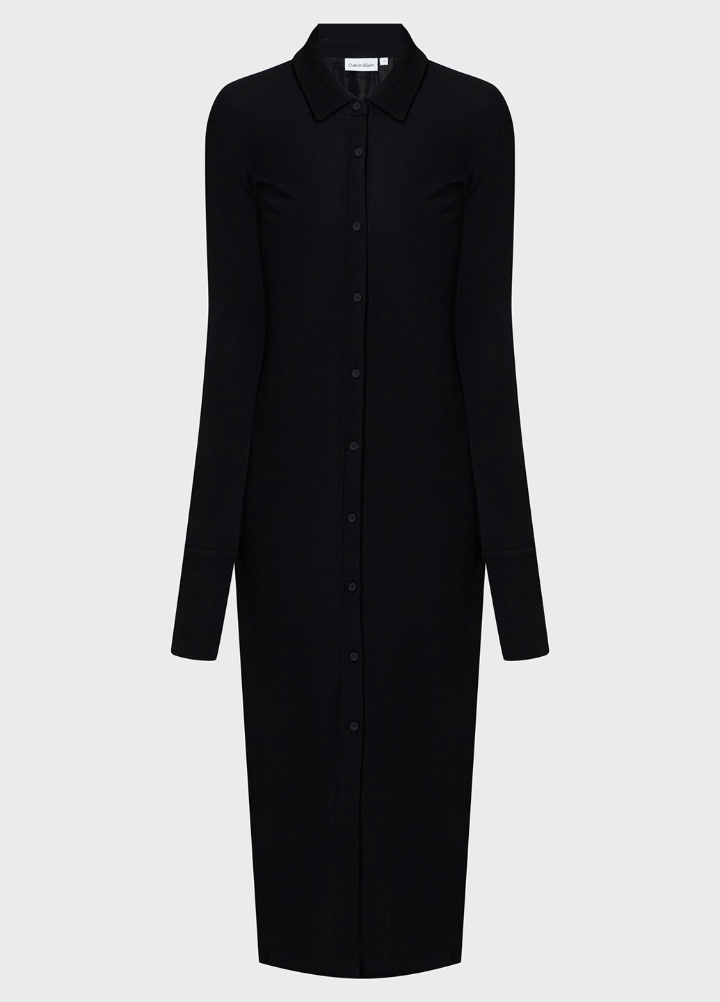 Черное кэжуал платье рубашка, футляр Calvin Klein однотонное
