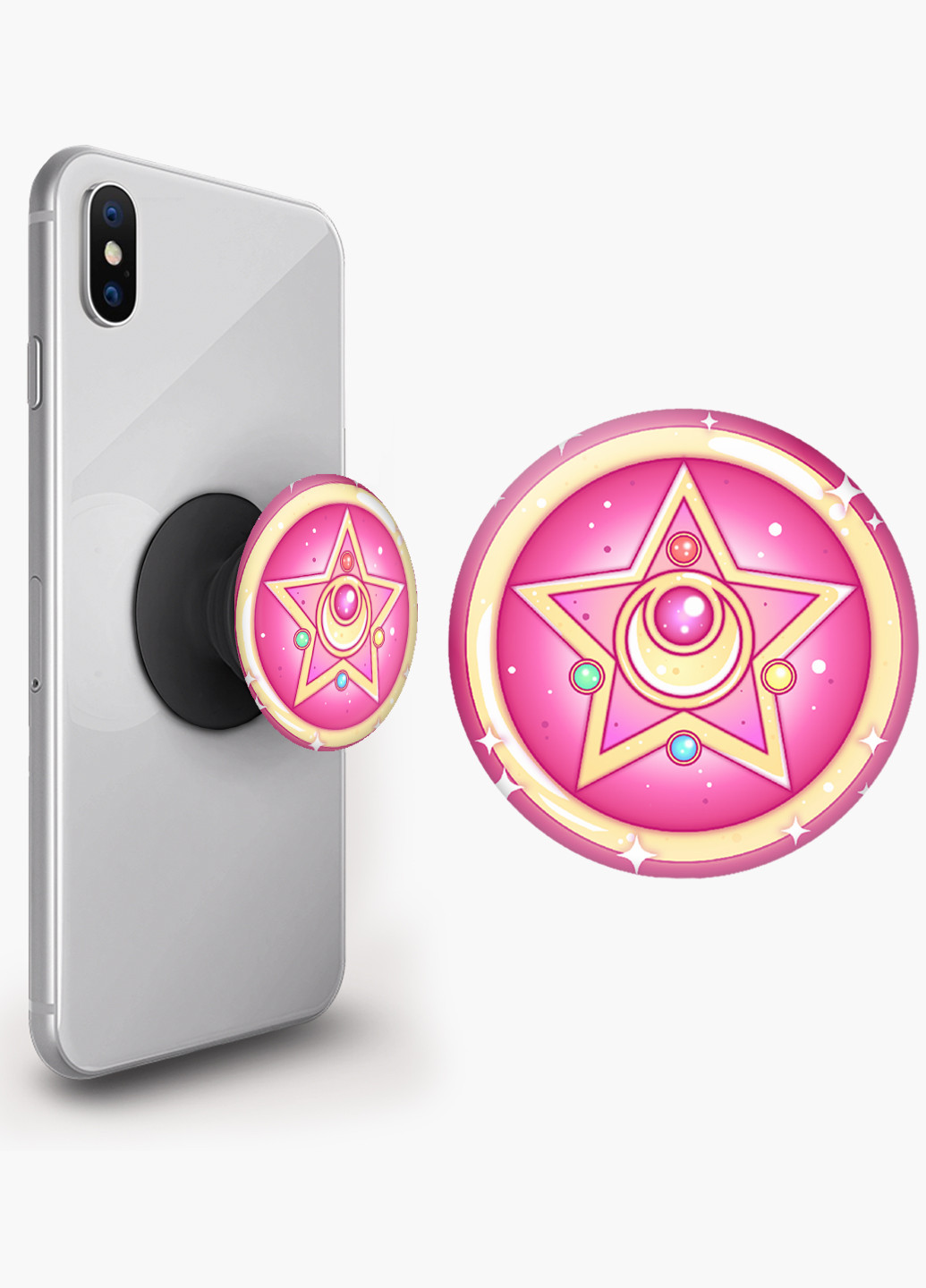 Попсокет (Popsockets) держатель для смартфона Сейлор Мун (Sailor Moon) (8754-2918) Черный MobiPrint (229014780)