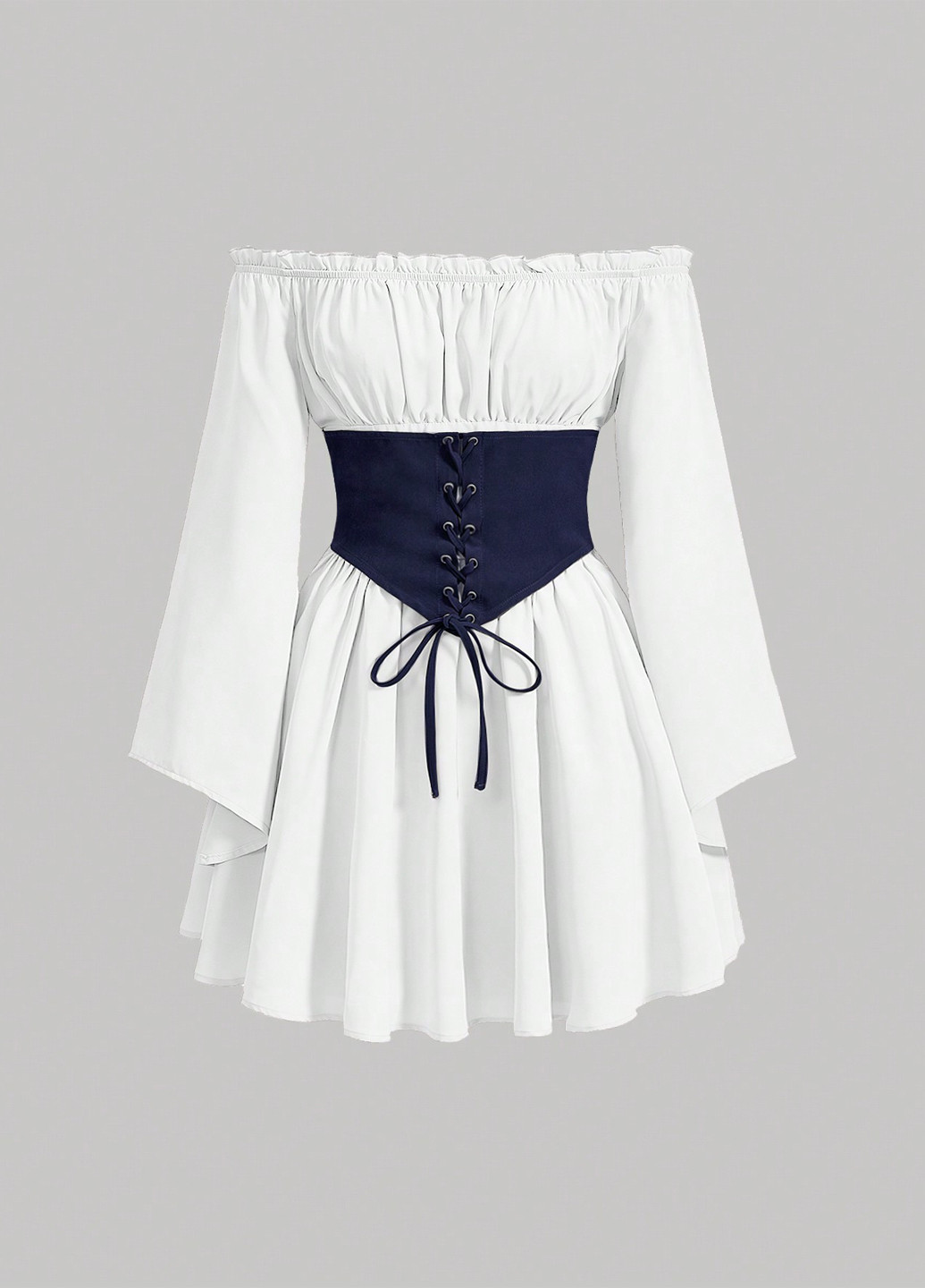 Темно-синій літній комплект (сукня, корсет) SHEIN