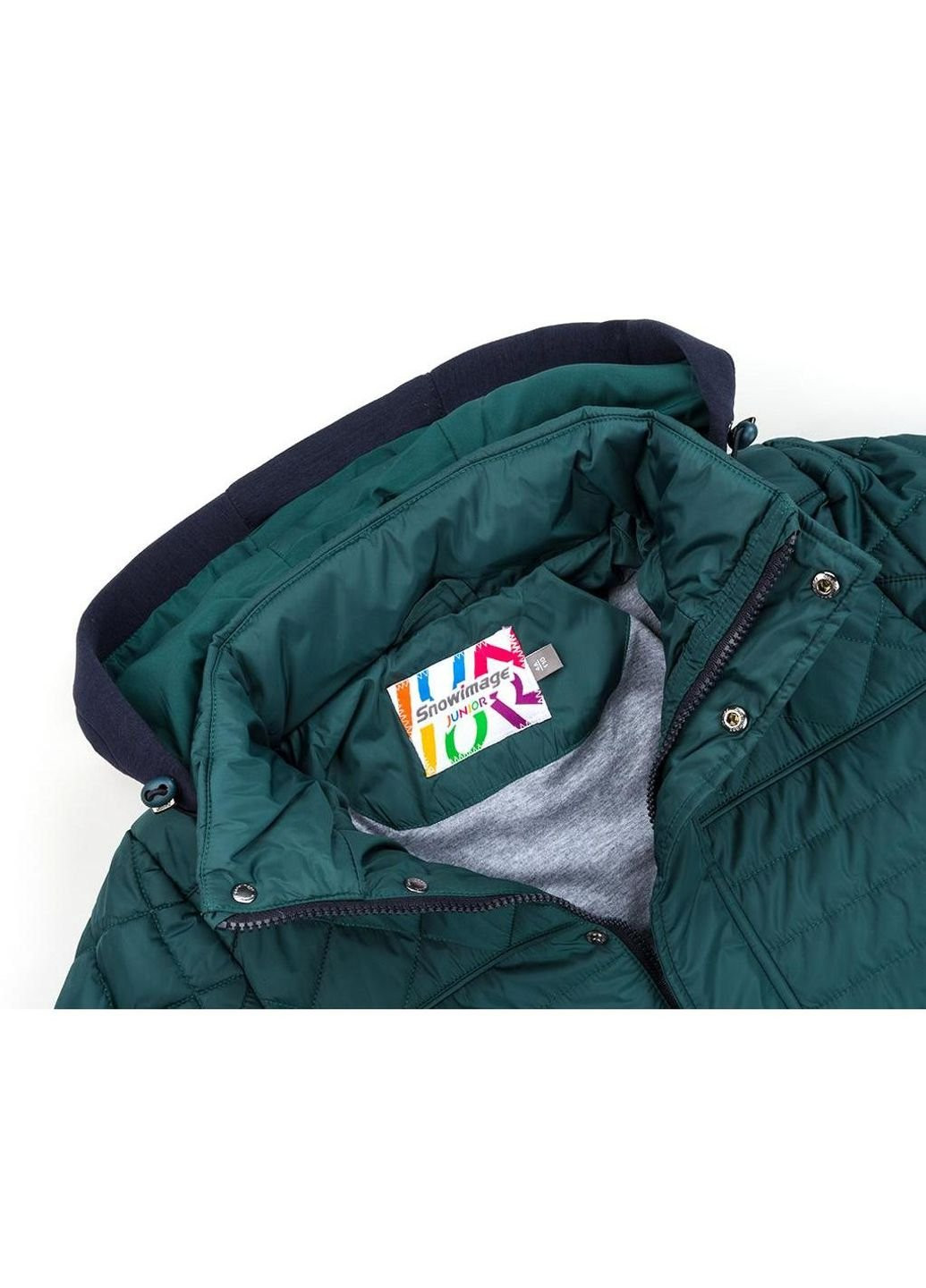 Зеленая демисезонная куртка с капюшоном на манжетах (sicmy-g308-128b-green) Snowimage