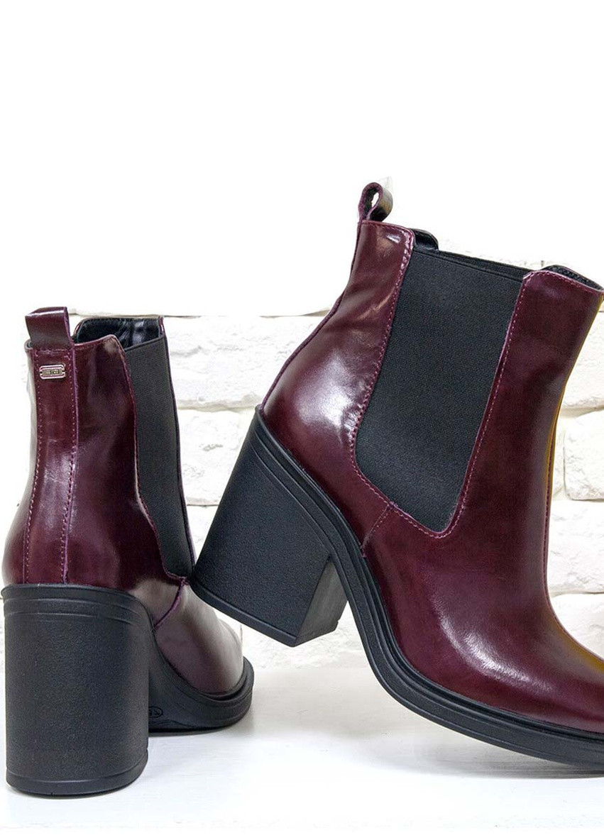 Бордові демісезонна жіночі черевики чоботи бордовий натуральна шкіра україна GinoFi